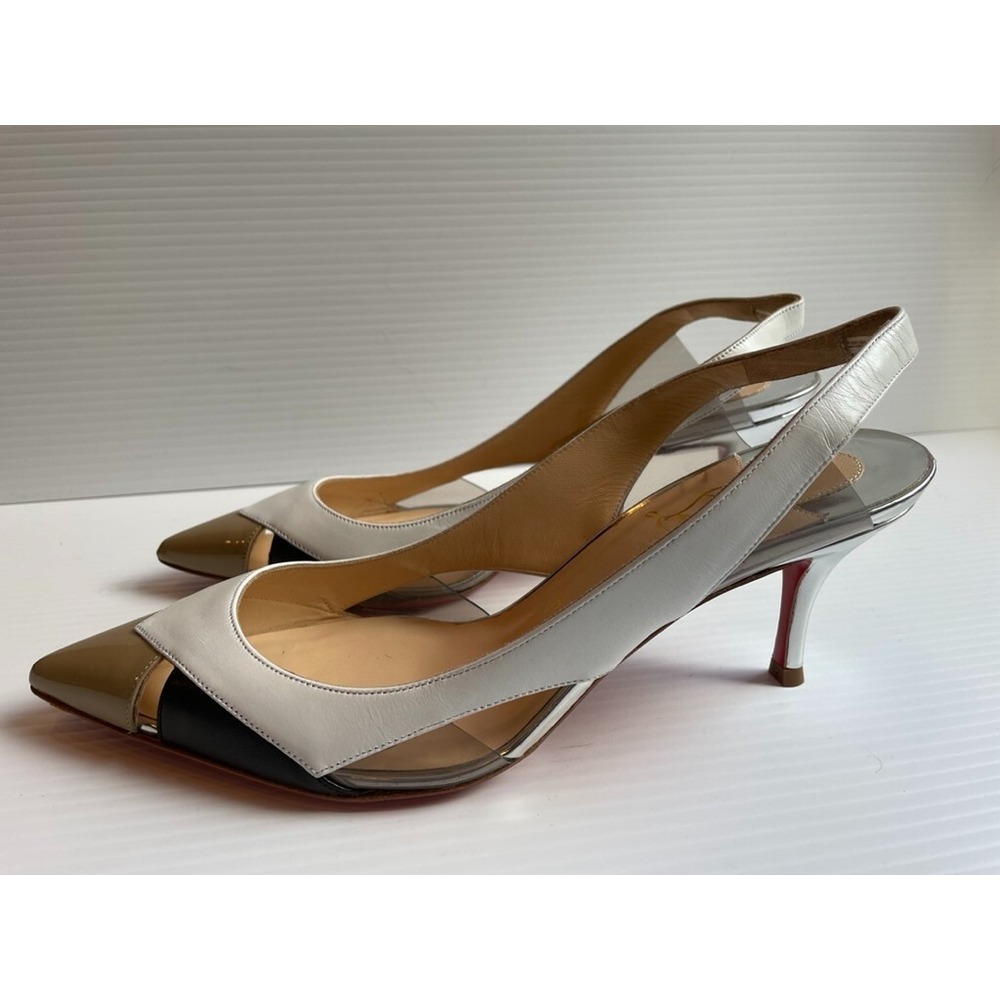 Christian Louboutin Tri-Color Air Chance 100 Slingback Peekaboo Pumps 37 NEW - Picture 7 of 8